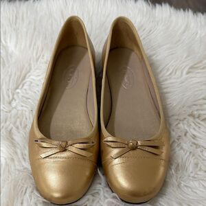 Talbots Metallic Gold Flats with Bow Size 7.5